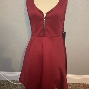 Red zippered skater dress